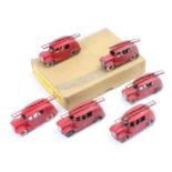 Dinky Toys pre-war No. 25H Fire Engine original trade box containing 6 examples comprising red