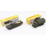 2 French Dinky toys military vehicles to include No. 824 Berliet Gazelle Military Covered Truck -