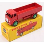 Dinky Toys No. 420 Forward Control Lorry comprising red body, silver trim, mid-green ridged hubs