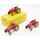 Dinky Toys No. 27A / 300 Massey Harris Tractor original trade box of 3 models consisting of red