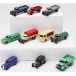 2 trays containing 10 Dinky Toys to include, No. 25D Petrol Tank Wagon, No. 22C Motor Truck, various