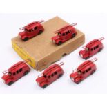 Dinky Toys No. 25H Fire Engine original trade box containing 6 examples finished in red with a red