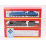 Three Hornby locos & tenders: R2154 LNER 4-6-2 A4 ‘Kestrel’ 4485 blue; R2152 BR 4-6-2 A3 ‘Manna’