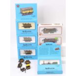 Bachmann HO continental outline items: ‘The Prussian’ loco & tender; three coaches; two trolleys/