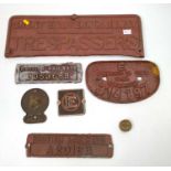 Collection of various cast iron and alloy Railway signs, including British Railways BD5368B Wagon