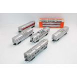 Six Lionel passenger cars: Santa Fe Observation Dome 16059 & Observation 16060; Lionel Lines