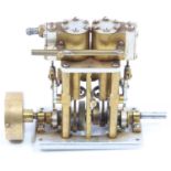 An original Graham Industries TVR1 Twin Cylinder vertical slide valve engine, free-running