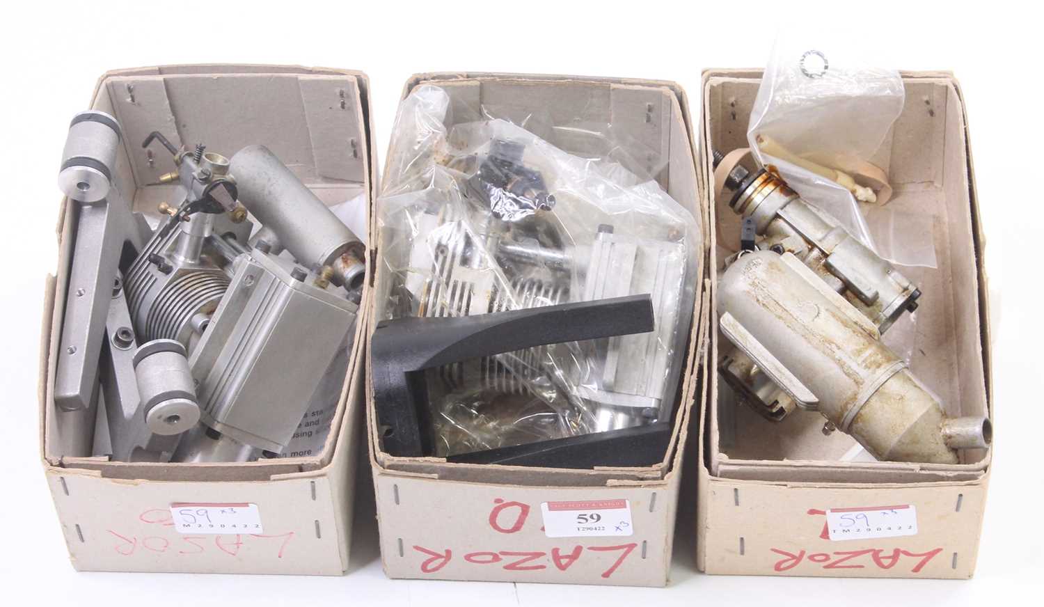 Collection of various radio-controlled aircraft Nitro engines, 3 examples to include 2 Laser 4-