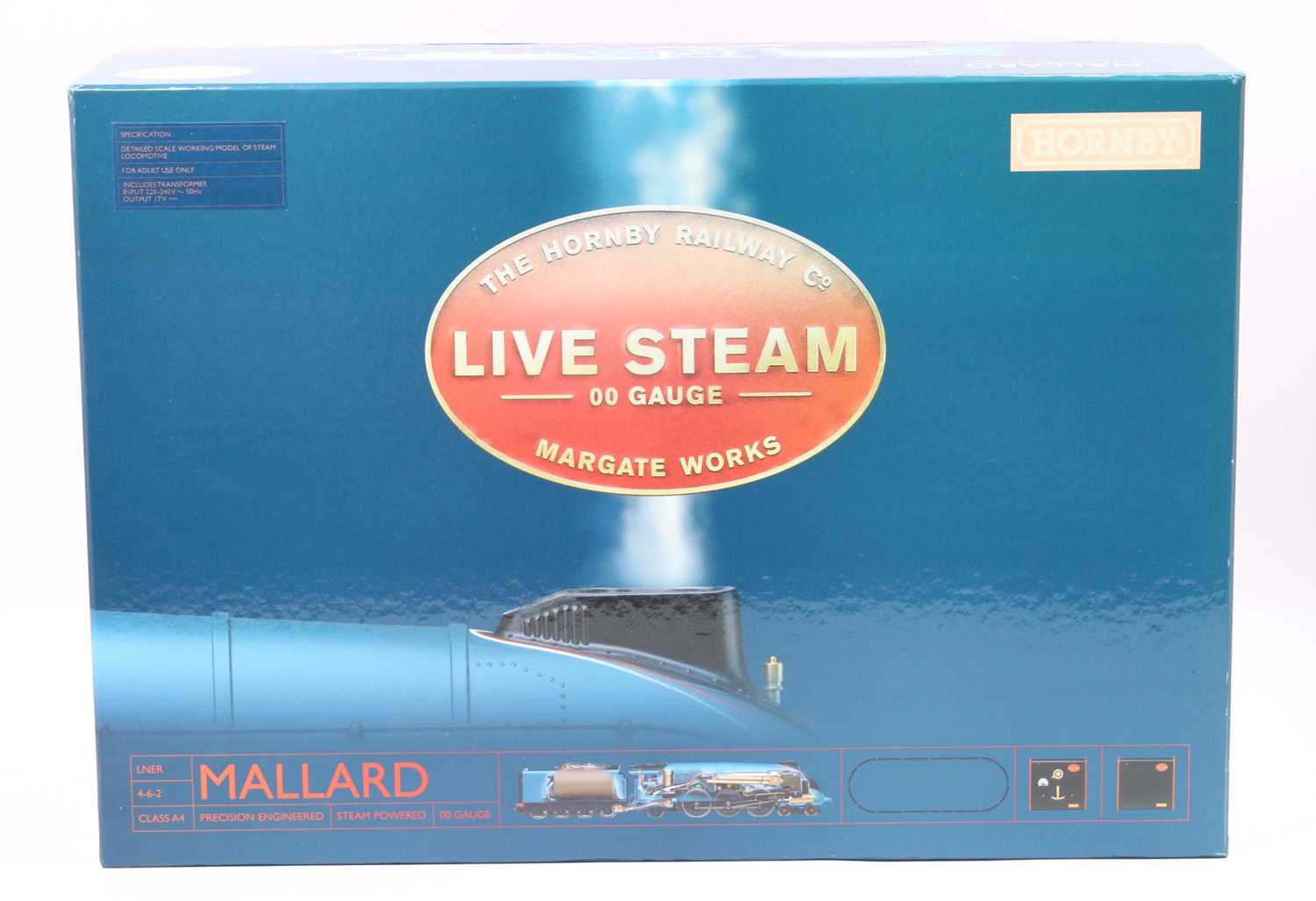 Hornby 00 Gauge R1041 'Mallard' live steam set in original packaging, with track and instructions (