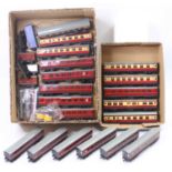 Collection of various Hornby Dublo passenger stock and goods wagons, to include LMS Maroon