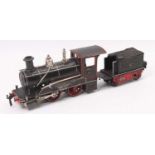 Marklin Gauge 1No.4001 Spirit Fired 0-4-0 Locomotive and tender, comprising black and red body