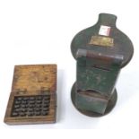 A Waterlow Ticket dating press, with a wooden box of matching types