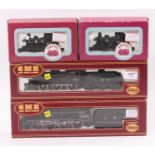 Four locos: GMR LMS black 4F 4454; GMR ‘Royal Scots Fusilier’ LMS 6103 black, both (E-BE) with two