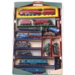 Tray containing fifteen locos, various makes, steam, electric, diesel, many in plain repro boxes.