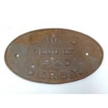 Reproduction Brass LMS Rebuilt 1920 Derby Worksplate, length 26cm