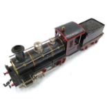 Marklin Gauge 1, 0-4-0 loco & tender, clockwork loco & tender, some of the red lining might be