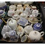 Two boxes of porcelain teapots, to include Minton, Marlow and Richmond