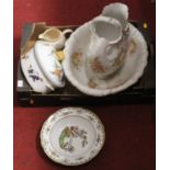 A box of various ceramics to include a Royal Worcester Evesham Vale tureen