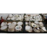 Four boxes of various porcelain tea wares to include Adderley, Royal Grafton, and Colclough