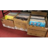 Three boxes of LPs to include Elvis Presley, Gilbert O'Sullivan, and The Boogie Woogie Triosee extra