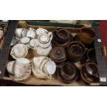A box of ceramics, to include a 1970s brown glazed stoneware part tea and coffee service, a