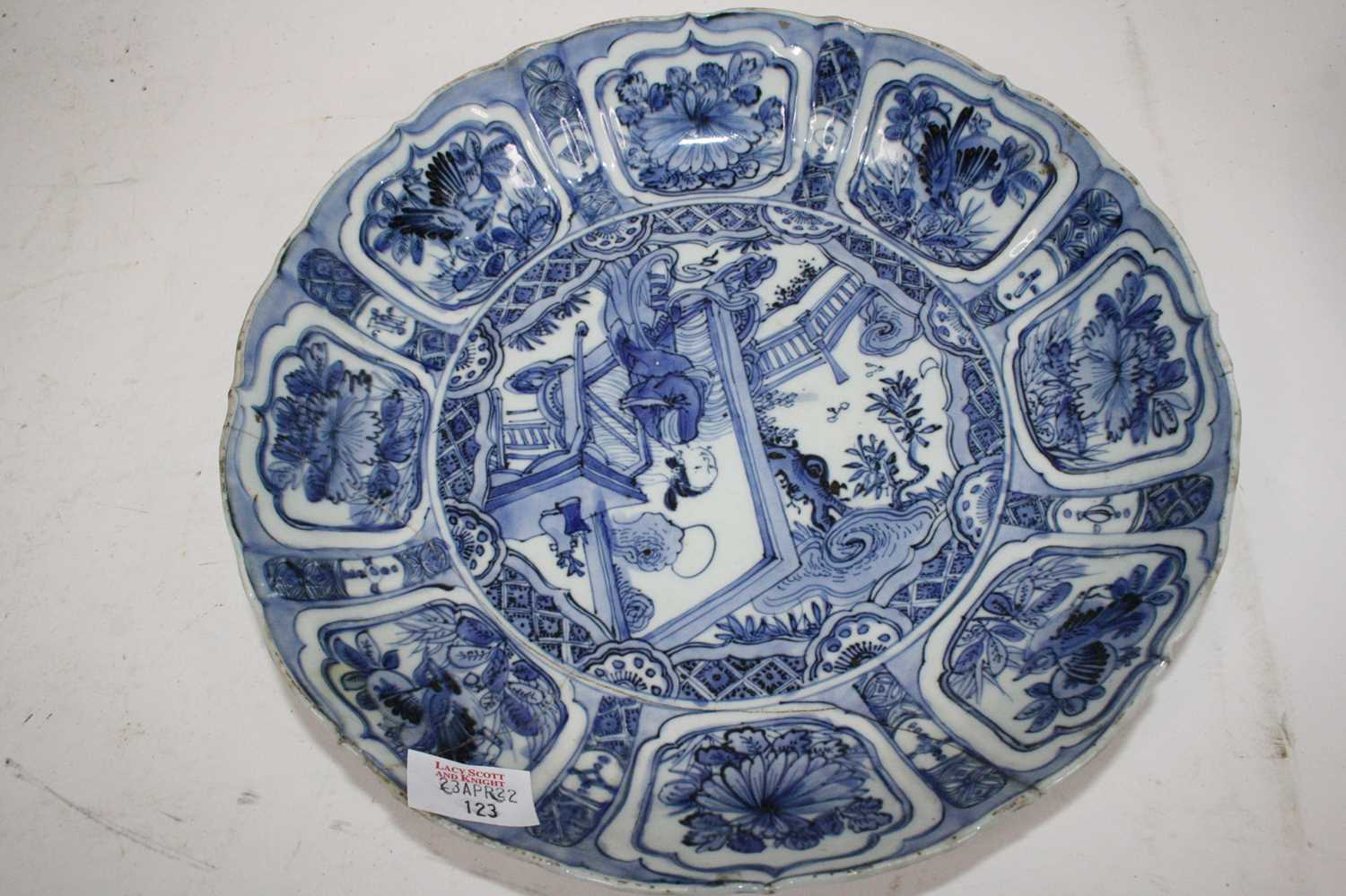 A 19th century Delft bowl on a pale blue ground decorated with flowers, dia. 26cm, together with a - Image 3 of 10