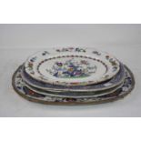 A Victorian blue & white meat plate transfer decorated in the Asiatic Pheasant pattern, width