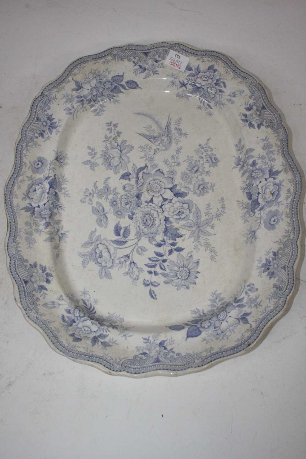 A Victorian blue & white meat plate transfer decorated in the Asiatic Pheasant pattern, width - Image 3 of 6