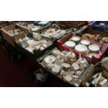 Six boxes of porcelain teawares, to include Crown Staffordshire, Roslyn, Colclough and Royal