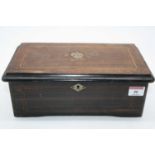 An early 20th century faux rosewood cased Swiss music box, playing six airs, width 30cm