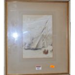 Charlie W Wiley - Flotilla of sailing boats, watercolour heightened with white, signed lower