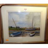 B Bainbridge - Brancaster Staithe - Norfolk, watercolour heightened with white, signed and dated