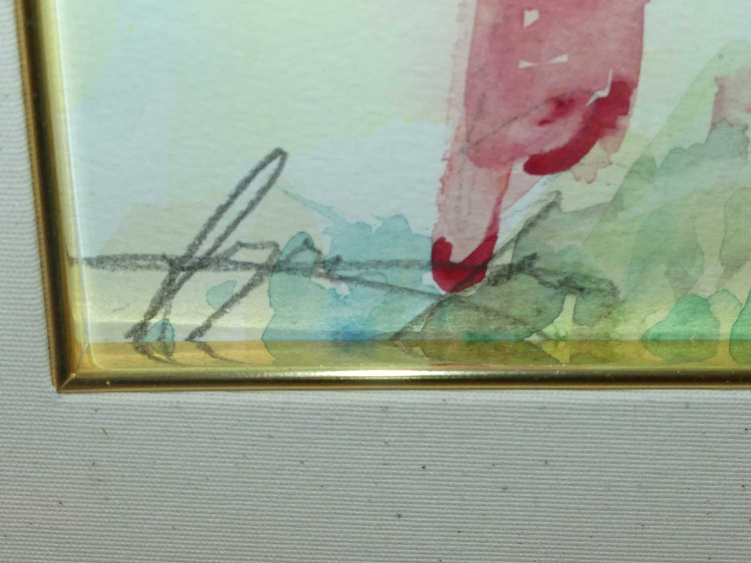 Jackie Jones (b1961) The Winner's Enclosure, watercolour wash, indistinctly signed lower left, 28 - Bild 4 aus 6
