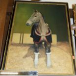 D Precious - horse in its stable, oil on board, signed and dated lower right '69, 72x54cm