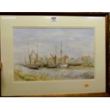 John Western - Boats on the estuary, watercolour, signed and dated lower left '90, 31x48cmPlease see