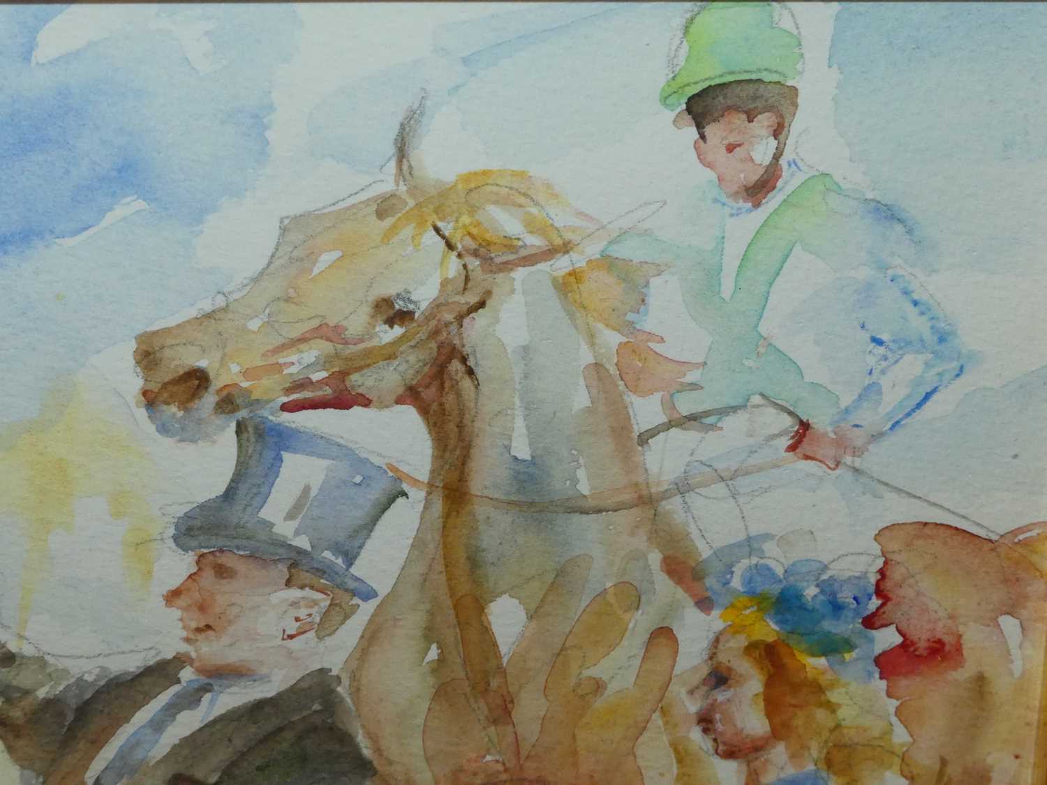 Jackie Jones (b1961) The Winner's Enclosure, watercolour wash, indistinctly signed lower left, 28 - Bild 5 aus 6