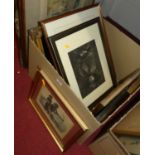 Assorted pictures, prints, bevelled wall mirror etc