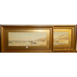 Thomas Sidney - Redruth Beach, Cornwall, pair watercolours heightened with white, each signed and