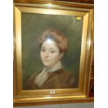 LLB - bush portrait of a young woman, pastel, signed with monogram and dated 1898 lower right