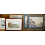 Assorted pictures and prints, to include H.F McGregor (1928-2014) - The Yacht Clubs at Grassy Beach,