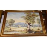 Late 20th century school, landscape scene, oil on canvas, 58x85cm