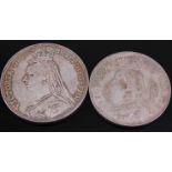 Great Britain, 1888 crown, Victoria jubilee bust, rev; St George and Dragon above date, together