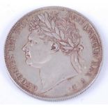 Great Britain, 1823 half crown, George IIII laureate bust, 2nd rev; crowned shield within garter