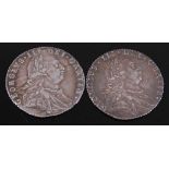 Great Britain, 1787 sixpence, George III draped bust, rev. cruciform shields semee of hearts with