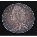 Great Britain, 1746 half crown, George II bust with Lima below, rev; crowned cruciform shields, date