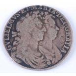 Great Britain, 1689 half crown, William and Mary co-joined busts, rev; crowned quartered shield,