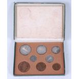 Irish Free State, 1928 eight coin set, half crown to farthing, in original green card box of