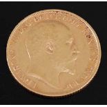 Great Britain, 1908 gold half sovereign, Edward VII, rev; St George and Dragon above date. (1)