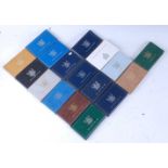 New Zealand, a collection of coin issue proof sets, dates to include 1973-1989 inclusive, each in