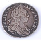 Great Britain, 1696 crown, William III laureate bust, rev; crowned shields around central lion,